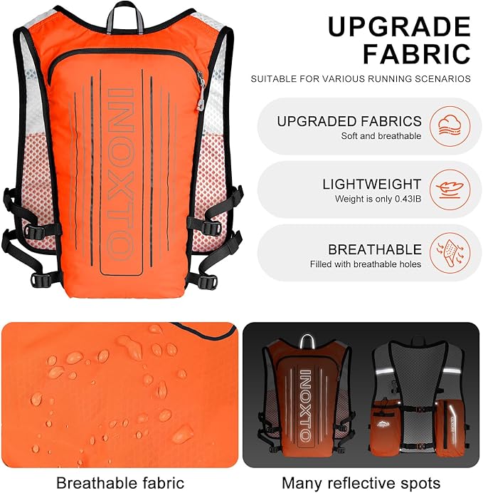INOXTO Running Hydration Vest Backpack,Lightweight Insulated Pack with 1.5L Water Bladder Bag Daypack for Hiking Trail Running Cycling Race Marathon for Women Men