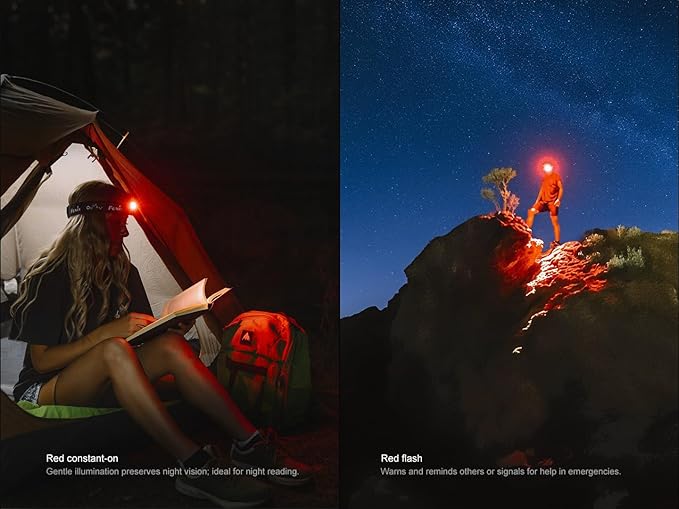 Fenix HM55R Rechargeable Headlamp, 1200 Lumen Spotlight Floodlight & Red Light, Lightweight, Long Runtime, USB-C Charging, Waterproof for Camping, Hiking, Running with Lumentac Organizer (Black)