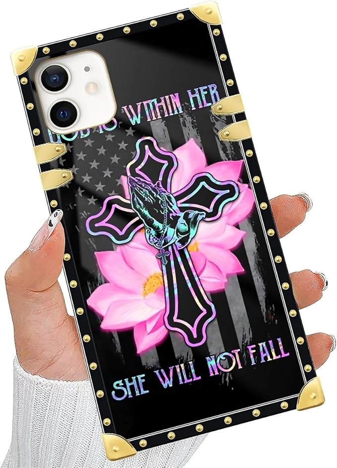 Compatible with iPhone 11 Case, Praying Cross Hands Luxury Golden Decoration for Girl Women Soft TPU Shockproof Protective Hard PC Back for iPhone 11
