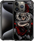 for iPhone 16 Pro Max Case, Entwined Rose Snake Pattern Graphic Design Girl Boy Soft Silicone Hard Acrylic Shock Protection for iPhone 16 Pro Max