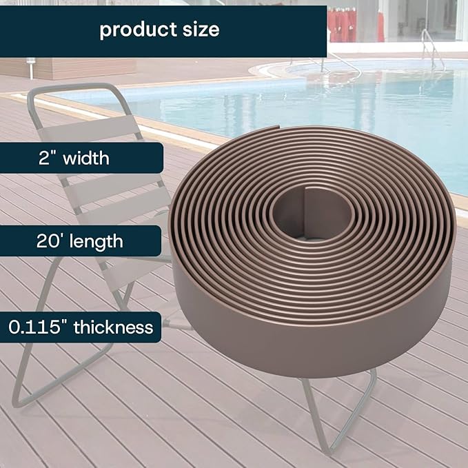 2 Inch Wide, 20ft Long Vinyl Strap - Replacement Straps for Patio Chairs - Vinyl Strapping for Patio Furniture Repair - Durable Seat Repair Kit for Lawn Chairs, Outdoor Furniture (Adobe)
