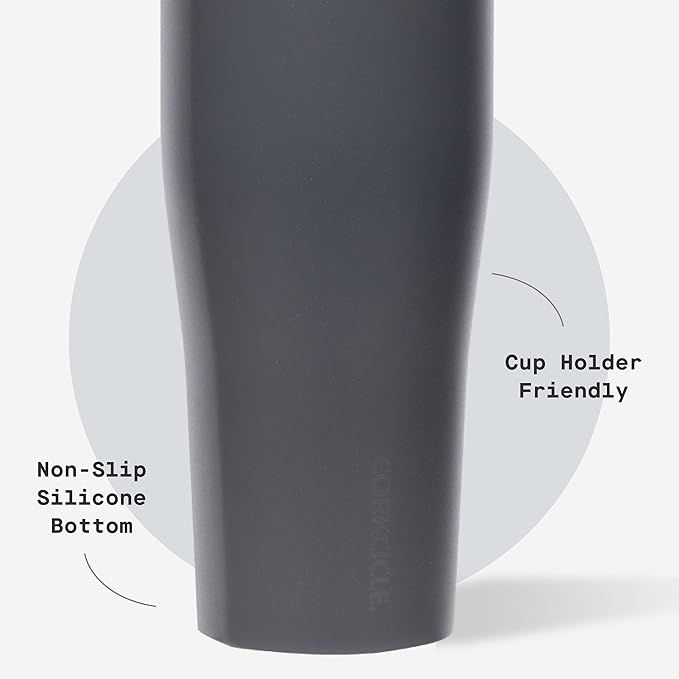 Corkcicle Go Cup XL - Leak-Proof Travel Tumbler - Triple Insulated Stainless Steel Water Bottle - Easy-Carry Handle - Summer Drinkware Gift - Keeps Drinks Ice Cold - 30 oz - Flint