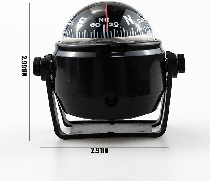 Marine Compass, Car Marine Navigation Compass with Adjustable Mounting Bracket, Car Marine Accessories, Marine RV Truck Accessories