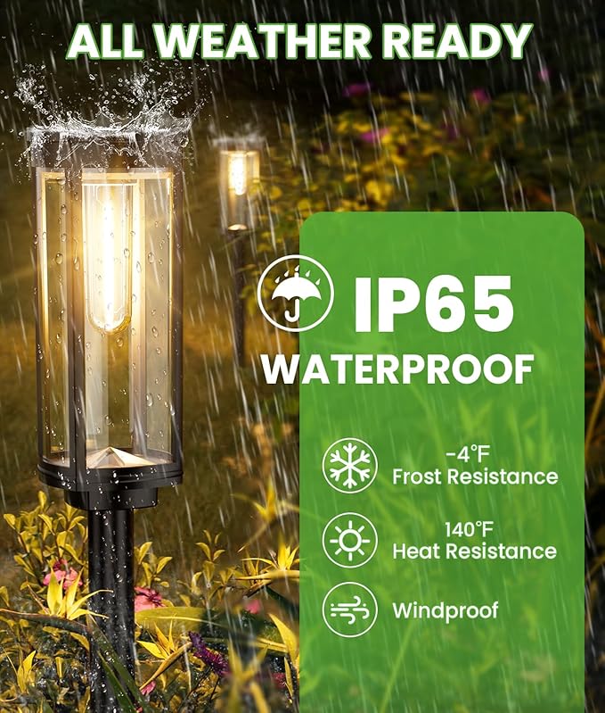 BITPOTT Bright Solar Lights Outdoor 6 Pack, Solar Pathway Lights Waterproof IP65, Auto On/Off Walkway Landscape Lighting, Long Lasting Outdoor Light for Walkway Landscape Path Yard Lawn Patio Decor
