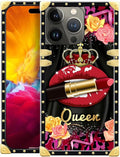 Compatible with iPhone 15 Pro Case, Queen Lip Crown Leopard Print Luxury Golden Decoration for Girl Women Soft TPU Shockproof Protective Hard PC Back for iPhone 15 Pro