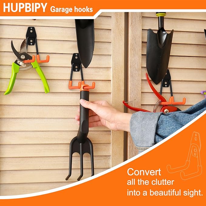 HUPBIPY Heavy Duty Garage Hooks 12 Pack, 2.8 inch Small U Shaped Hanger, Wall Mounted Storage System, Power and Garden Tool Organizer, for Hanging Ladders, Hose, Bulk Items and More