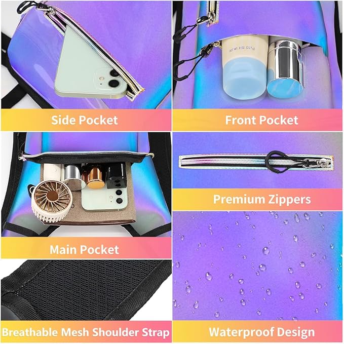 Hydration Backpack, Water Backpack with 2L Hydration Bladder, Rave Backpack Hydration Pack, Festival Essential for Raves, Hiking, Cycling, Climbing, Running, Outdoor, Camping and More