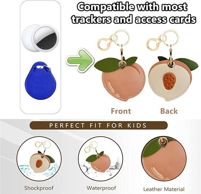 Leather Keychain Holder Case Compatible with AirTag,Cute air tag Cover with Keychain Ring,GPS Tracker Case for Keys