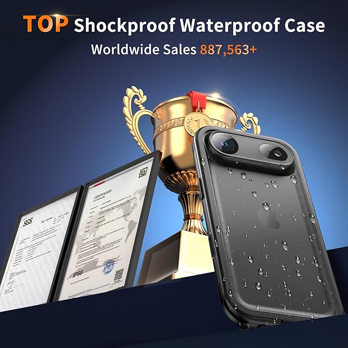 Cozycase TOP Waterproof Case for iPhone Air - Military Heavy Duty 360 Shockproof Full Body with Screen Camera Protector Double IP68 Water Dust Drop Proof Hard Rugged Tough Front Back Slim Cover