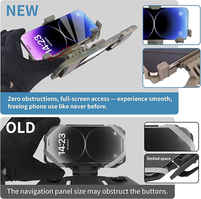 Tactical Gear Plate Carrier Vest Accessories, MOLLE Phone Chest Mount Holder for 6.0"-7.7" Screens, Quick-Release and Adjustable Tactical Phone Holder for Police Vest
