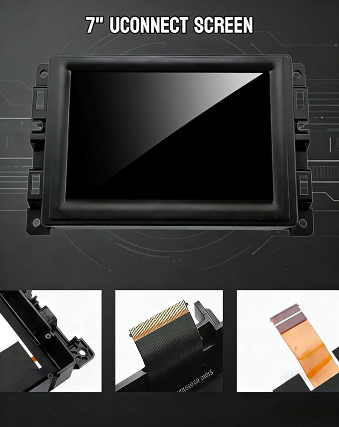 7" Uconnect Screen Replacement LCD Display for Jeep Compass Renegade 2017-2021 TDO-WXGA0700K00057-V1 TDO-WXGA0700K00033-V2 Radio Screen with Bracket