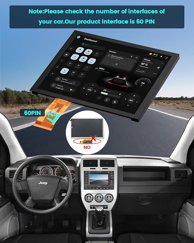 8.4" Uconnect 4C UAQ LCD Monitor Touch Screen Radio Navigation, New OEM Replacement Screen Fit for Dodge Challenger/Durango/Jeep Wrangler/Compass/Gladiator/Chrysler 2017-2021，LA084X01(SL)(02)
