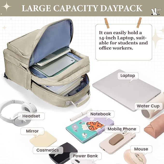 Khaki Backpack for Women Men