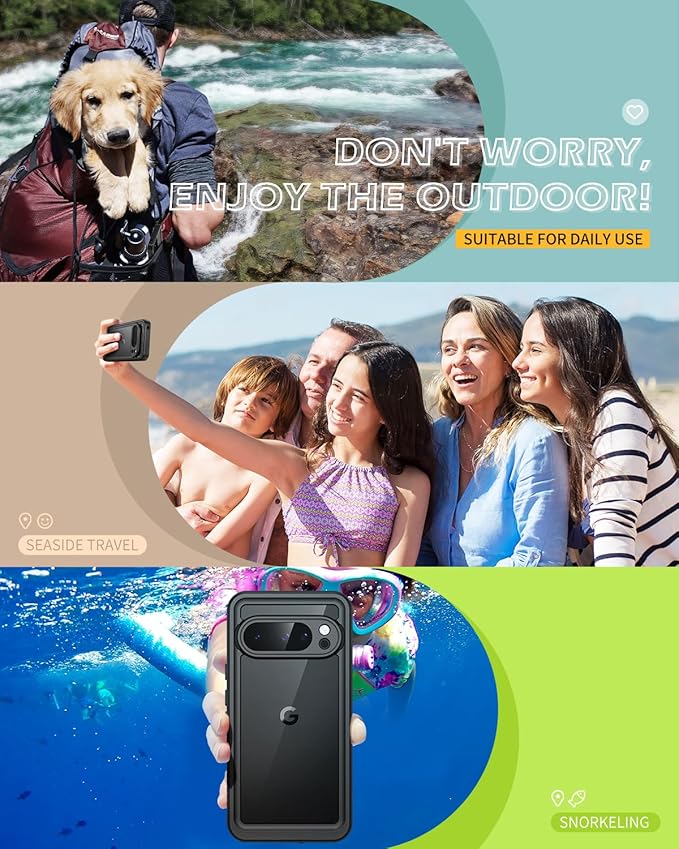 Lanhiem Pixel 10 Pro Case, IP68 Waterproof Dustproof Case with Built-in Screen Protector, Rugged Full Body Shockproof Protective Clear Cover for Google Pixel 10 Pro 6.3 Inch, Blue
