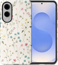 for Samsung Galaxy S25 Edge Case,HL2 Beige Flower Branch Hybrid 2 Layer Hard Shell Silicone Protective Pattern Design Case