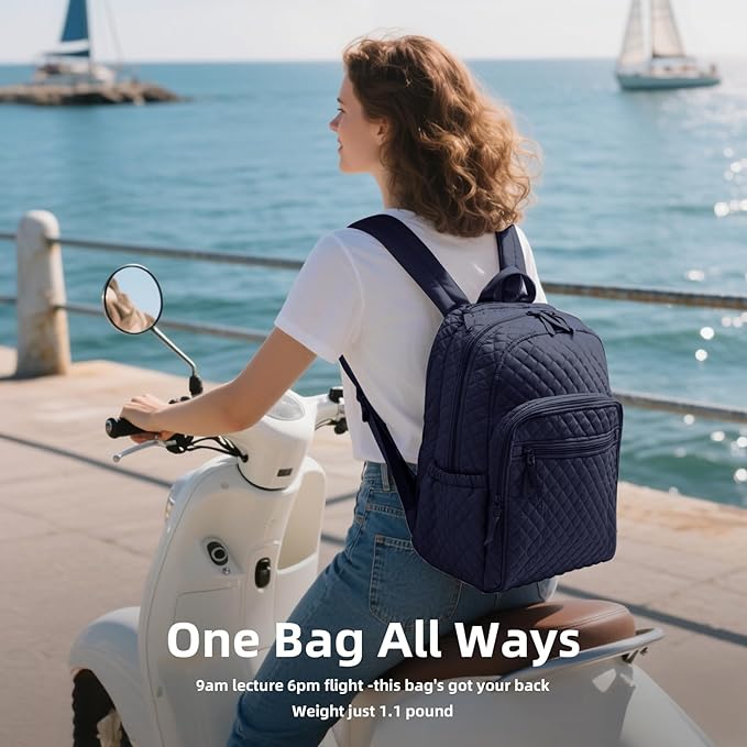 Backpack for Women,College Backpack,Quilted Casual Daypack,Waterproof Bookbag for 15.6Inch Laptop