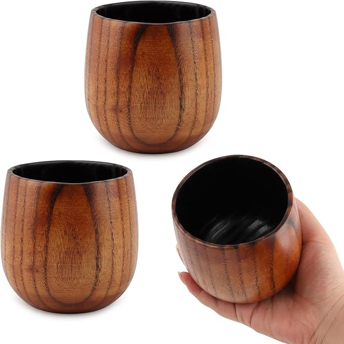 Charred Wooden Bourbon Drinking Glass, 2pcs Handcrafted Charred Wooden Whiskey Cup, Birthday Gifts for Dad Husband Boyfriend or Brother