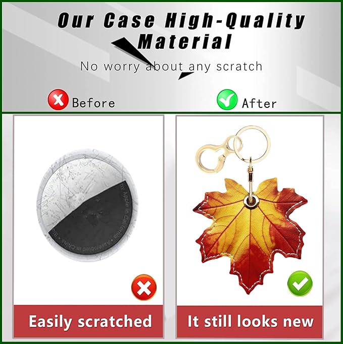Leather Keychain Holder Case Compatible with AirTag,Cute air tag Cover with Keychain Ring,GPS Tracker Case for Keys