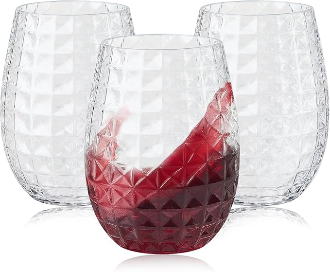 Lueumxc 20 Pack Plastic Wine Glasses, 16Oz Disposable Wine Glasses Unbreakable Clear Plastic Cocktail Glasses Recyclable Shatterproof Reusable Wine Cups