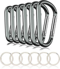 CampTek Carabiner Caribeaner Clip,3" Large Aluminum D Ring Shape Carabeaner with Keyring Keychain Hook