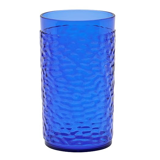G.E.T. 3312-CB Heavy-Duty Shatterproof Plastic Pebbled Tumbler, 12 Ounce, Cobalt Blue (Set of 12)