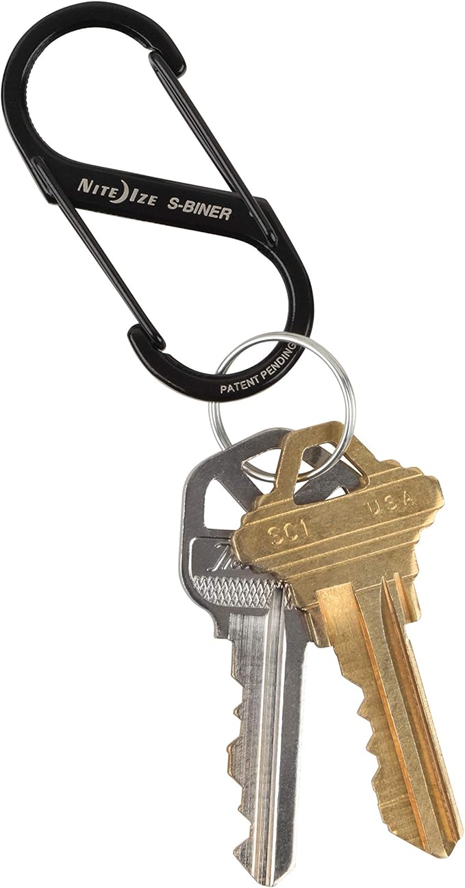 Nite IZE S-Biner Stainless Steel Dual Carabiner #2, Dual Gated Carabiner for Keys and Gear, 3 Pack, Black/Stainless