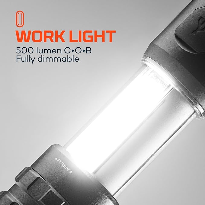 NEBO SLYDE KING Flashlight | High Lumens, Rechargeable COB Work Light & LED Flashlight, Waterproof, Magnetic Base, Great for Camping & Hunting, Includes Charging Cable