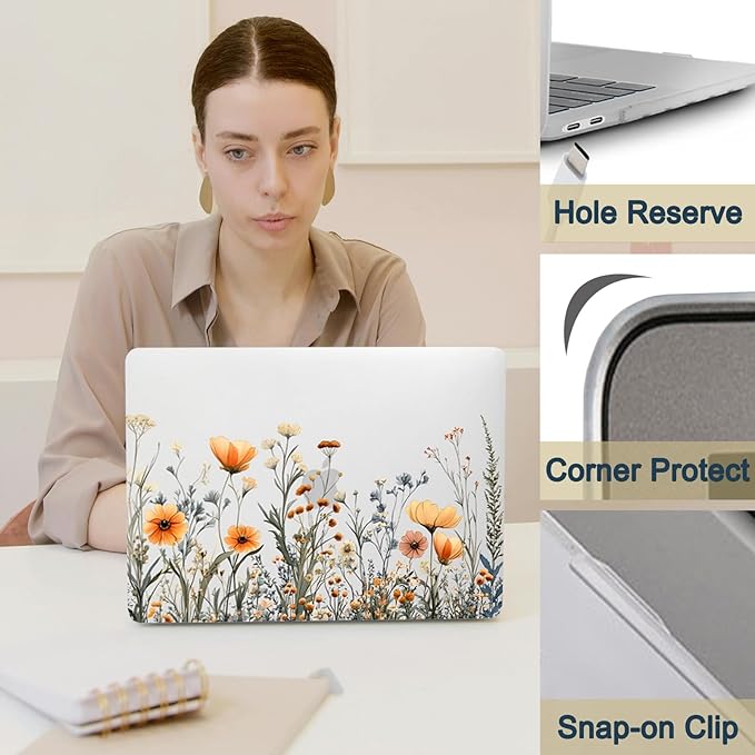 Protective Case for MacBook Pro 13 inch Retina 2015-2012 Release (Model A1502 A1425),13.3" Pretty Prints Hardshell Cover & Keyboard Cover for Laptop Pro 13.3",Clear Flowers
