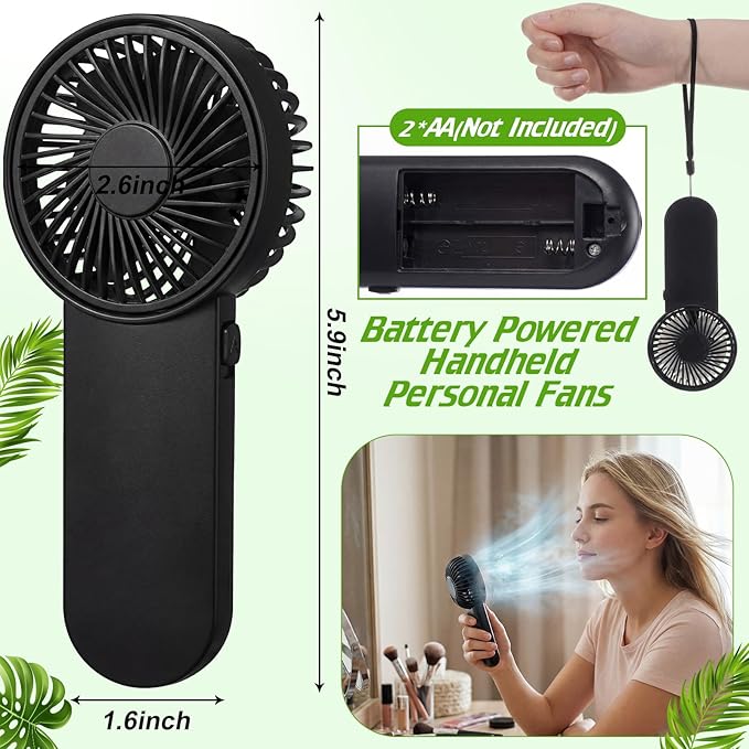 Sumind 12 Pcs Small Personal Portable Fan Mini Handheld Bulk 1 Speed Electric Cute Battery Powered for Neck Lash Makeup Women Men Travel Camping Indoor Outdoor Summer (Black)