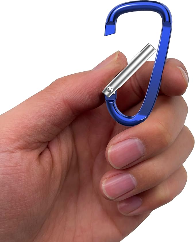 2.4" 24pcs Small Carabiner Clip Keychain, Aluminum D Ring Shape Clips with Keyring Keychain Hook