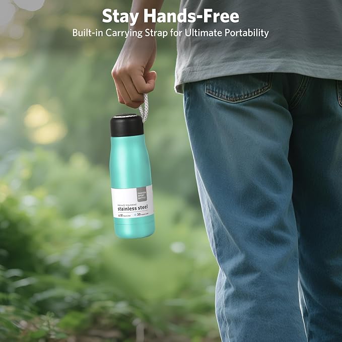 Dusgut 12 oz Stainless Steel Vacuum Insulated Bottle w/Strap Lid, Seafoam