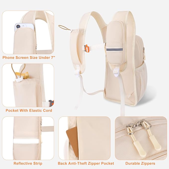MOSISO 10L Small Hiking Backpack for Women Men, Foldable Casual Daypack Lightweight Packable Backpack with Front Quick Access Pocket for Travel Camping Outdoor, Beige