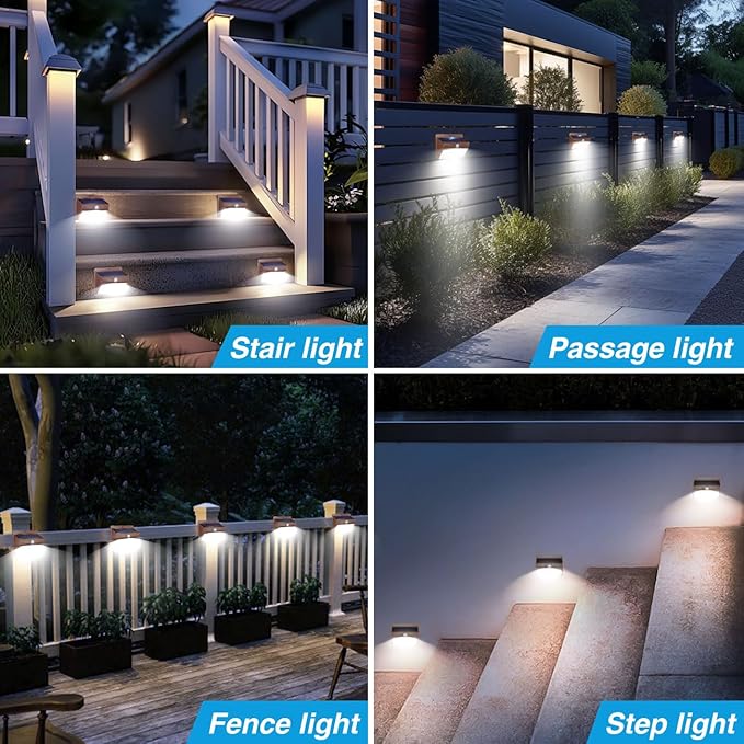 Peasur [12 Packs] Solar Outdoor Lights Motion Sensor Solar Security Lights Waterproof with 3 Lighting Modes Solar Powered Wall Lights Outside for Garden Fence Yard,Brown