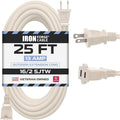 Iron Forge Cable 2 Prong Extension Cord 25 ft - 16 Gauge 13 Amp Heavy Duty Outdoor 2 Prong Power Cord - SJTW - Great for Landscaping, Deck, Outdoor Lights - Tan