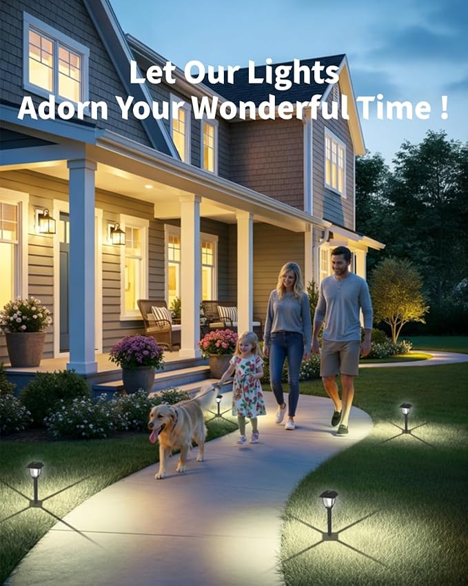 Solar Pathway Lights 2 Pack Mini Outdoor 3000K Bright Auto On/Off Solar Garden Lights Long Lasting Solar Powered Landscape Light for Path Yard Walkway Lawn Driveway Decor Lighting - Cool White