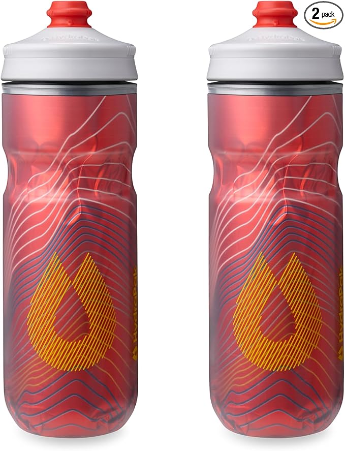 HydraPak | Polar Bottle - Polar Surge Insulated Bike Water Bottle 2-Pack - High Flow, Cycling & Sports Squeeze Bottle (Ascent Red, 600ml / 20oz)