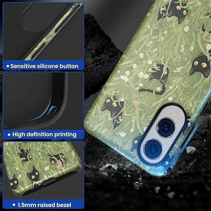 for Samsung Galaxy S25 Edge Case,HL2 Grass Cat Hybrid 2 Layer Hard Shell Silicone Protective Pattern Design Case