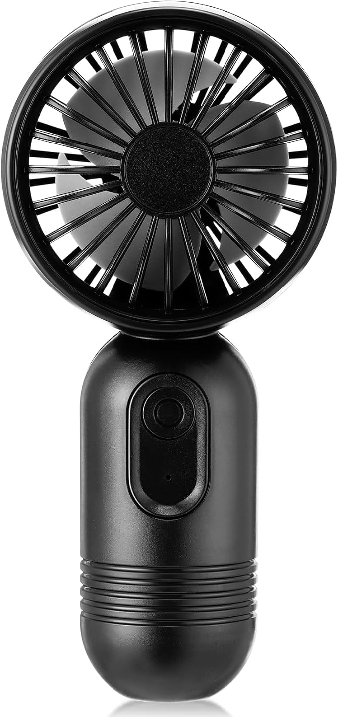 Rossesay 1 Pcs Mini Portable Fan Bulk Cute Handheld Lightweight Small Little Personal Hand Eyelash Fan 3 Speeds USB Rechargeable for Women Men Indoor Outdoor Makeup Travel (Black)