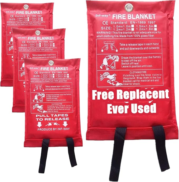 Inf-way Fire Blanket, 39.3''*39.3'' Fiberglass Fire Flame Retardent Emergency Surival Fire Shelter Safety Cover (S(39.3''*39.3''))