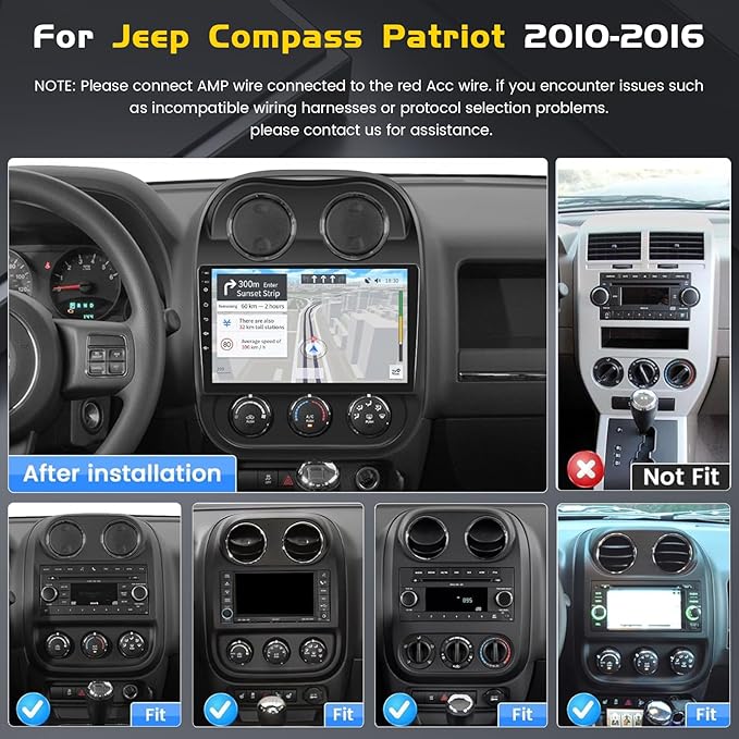 5Ghz WiFi 4G+64G Android 15 Radio for Jeep Compass Patriot 2010-2016 Car Stereo with Wireless Carplay Android Auto,5.0 Bluetooth,Build-in EQ,10inch IPS Touchscreen,GPS,FM/RDS SWC AHD Backup Camera MIC