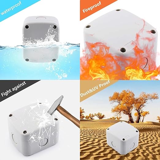 Nineleaf Waterproof Junction Box,IP66 Weatherproof Electrical Project Boxes,3.3 x 2.8 x 2.3 inch,Universal PVC/ABS Plastic Project Enclosure Box,White