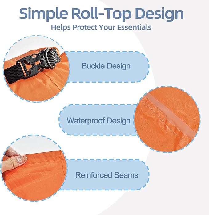 6PCS Wet Dry Bag Set – Waterproof Bags for Swimming & Beach, Lightweight Water Proof Bags for Travel with Roll‑Top Closure, Multi‑Size Waterproof Pouch for Water Sports & Beach Essentials