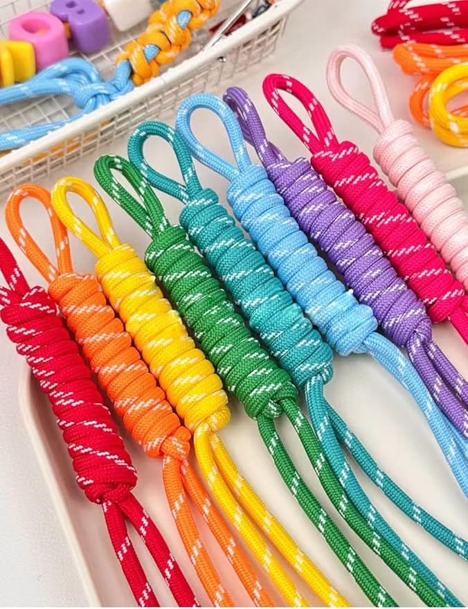 8/13/18/20/30 Pack Paracord Keychain Rope Bag Charms Colorful Braided Charms for Key Chain Purse Backpack Handbag