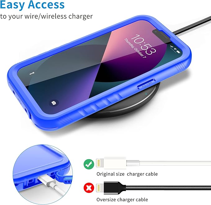 SPORTLINK Compatible with iPhone 13 Pro Waterproof Case - Full Body Shockproof Dustproof Phone Screen Protector Rugged Waterproof Case for iPhone 13 Pro 6.1 Inches Blue