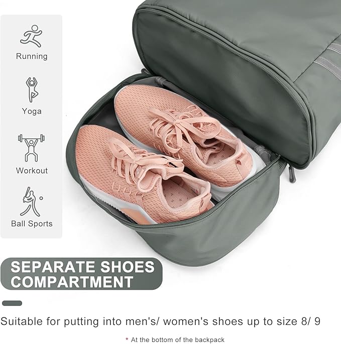 coofay Gym Backpack For Women Waterproof Backpack With Shoe Compartment Lightweight Travel Backpack Sports Backpacks Small Gym Bag