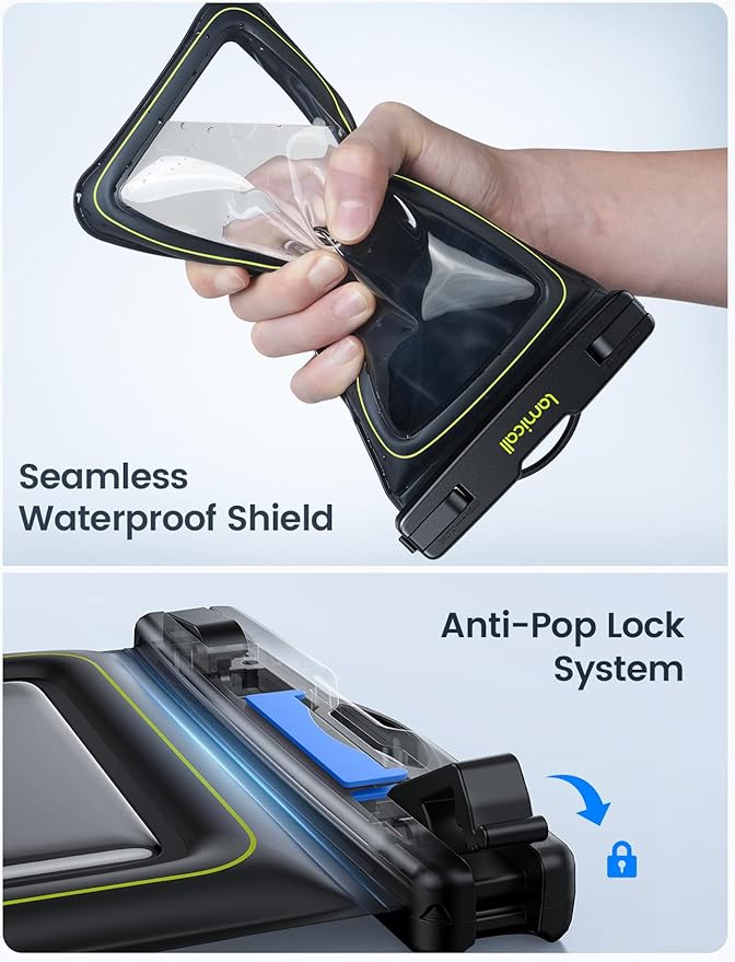 Lamicall IP68 Floating Waterproof Phone Pouch - [2 Pack] Water Proof Phone Case with Lanyard for iPhone 17 16 15 14 13 Pro Max, Galaxy S26 S25 S24 Ultra, Beach Cruise Gifts for Mothers Day, 4-8.5"