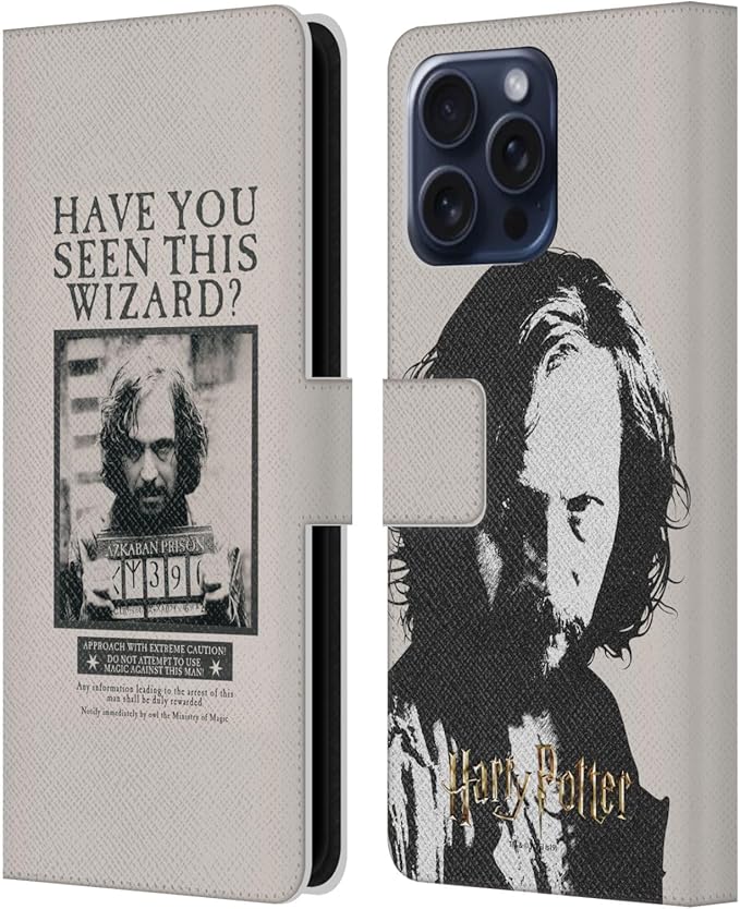 Head Case Designs Officially Licensed Harry Potter Sirius Black Poster Prisoner of Azkaban II Leather Wallet Case Compatible with Apple iPhone 16 Pro Max