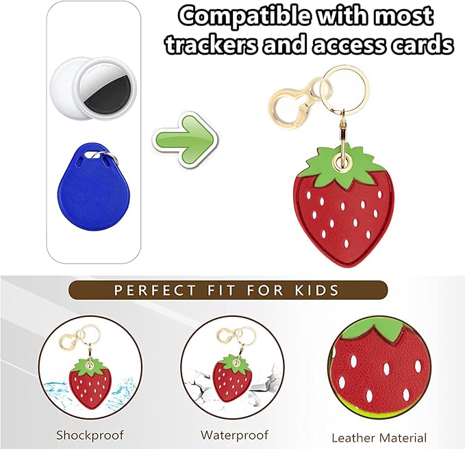 Leather Keychain Holder Case Compatible with AirTag,Cute air tag Cover with Keychain Ring,GPS Tracker Case for Keys