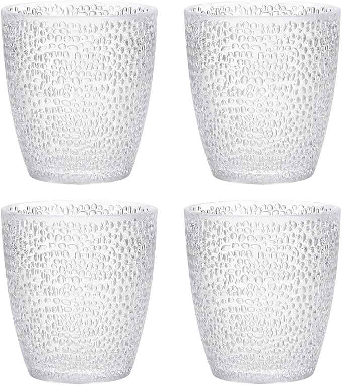 uxcell 7oz Acrylic Drinking Glasses, 4Pcs Plastic Reusable Tumblers Drinkware Unbreakable Water Glasses Cup Stackable & Dishwasher Safe for Home Outdoors Restaurant, Transparent