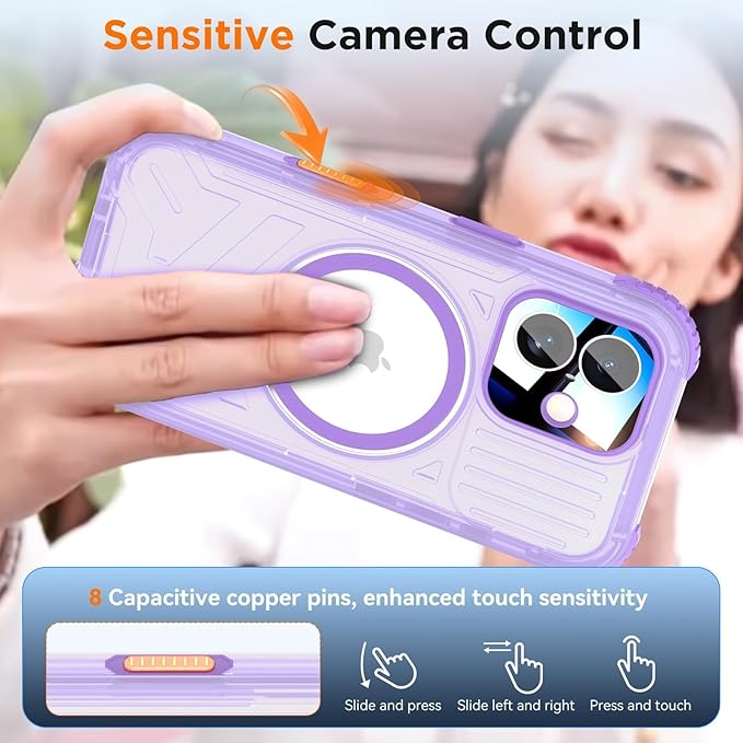 WIFORT for iPhone 17 Waterproof Case, [Fit for Magsafe] with Sapphire Lens & Screen Protector, IP68 Full Body 15FT Military Shockproof, Magnetic Frosted Phone Cover with Lanyard, 6.3" Purple